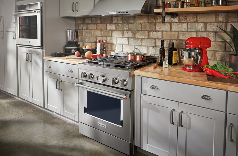 Cuisinière intelligente à gaz KitchenAid de 4,1 pi³ avec autonettoyage - acier inoxydable - KFGC500JSS