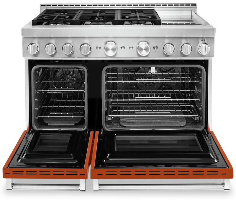 Cuisinière intelligente à gaz KitchenAid de 6,3 pi³ avec autonettoyage - orange brûlé - KFGC558JSC