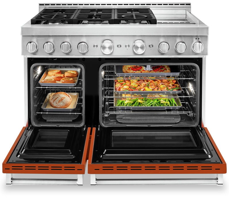 Cuisinière intelligente à gaz KitchenAid de 6,3 pi³ avec autonettoyage - orange brûlé - KFGC558JSC
