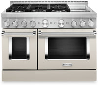  Cuisinière intelligente hybride KitchenAid de 6,3 pi³ avec autonettoyage et plaque chauffante - lait…
