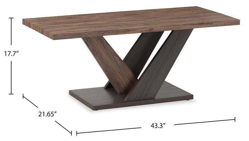 Table à café moderne Kinsley de 43,3 po - bois brun foncé