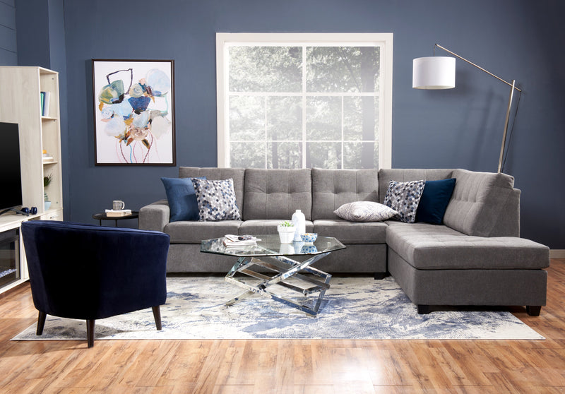 Table à café octogonale somptueuse Konstanz de 40 po avec dessus en verre - argentée avec base en métal