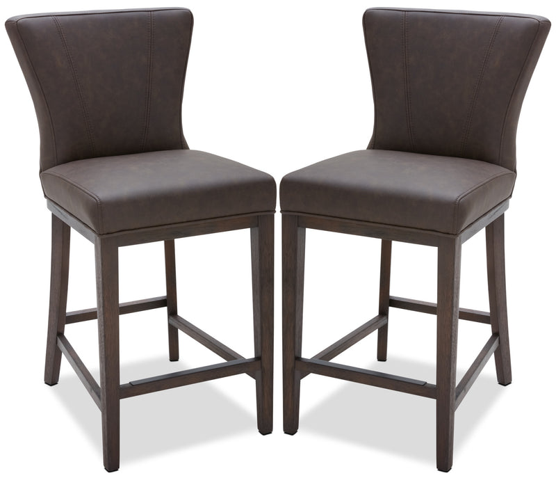 Tabouret Quinn de hauteur comptoir, ensemble de 2 - brun