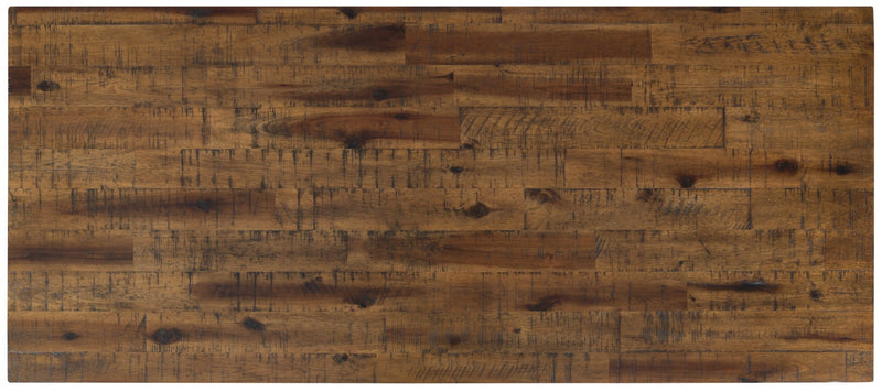 Table de salon rustique Galeveston de 50 po avec rangement et tablette - bois à grain de bois brun