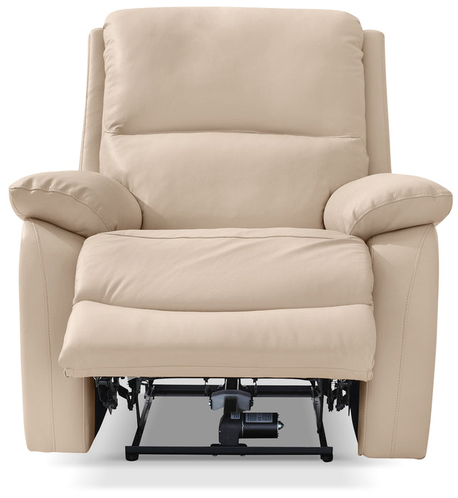 Fauteuil à inclinaison électrique Grove de 36 po en cuir véritable avec appuie-tête réglable - crème