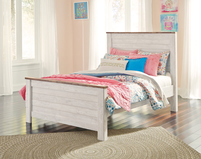 Tête de lit à panneau Willowton, blanchie - format lit double