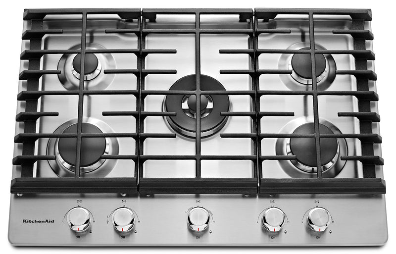 Surface de cuisson à gaz KitchenAid de 30 po à 5 éléments - acier inoxydable - KCGS550ESS