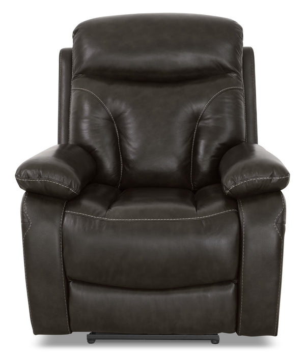 Fauteuil à inclinaison électrique Hayes de 38 po en cuir véritable avec appuie-tête réglable - gris acier