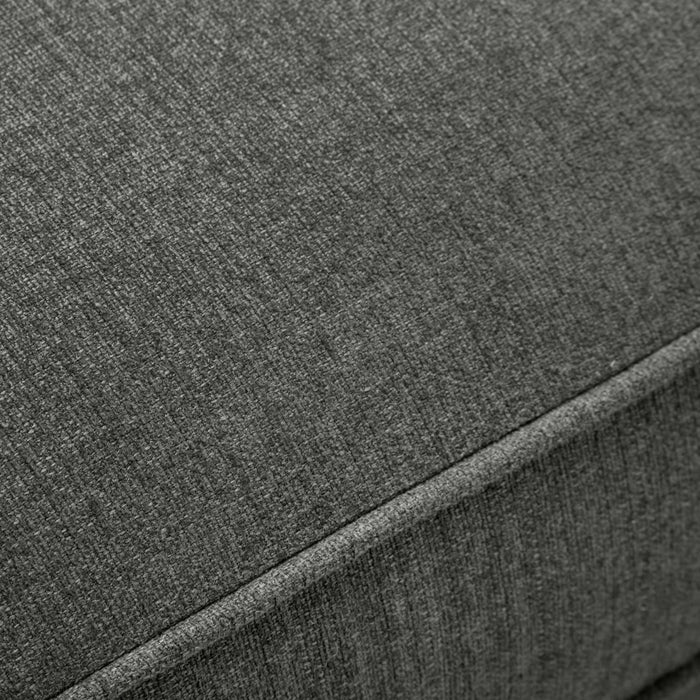 Pouf Gena de Cindy Crawford Home de 45 po en tissu d’apparence lin avec base et pattes en bois - gris anthracite