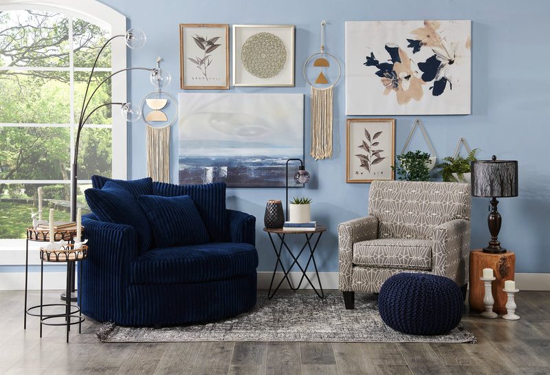 Fauteuil d’appoint Kylie de Cindy Crawford Home de 30 po fabriqué au Canada en tissu d’apparence lin - emblème anthracite