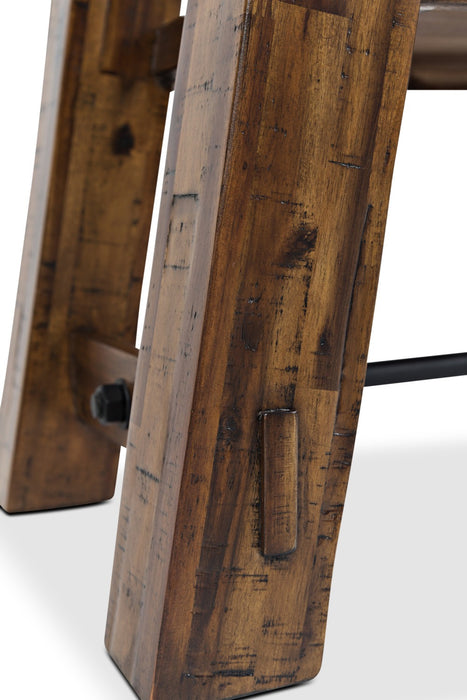 Table à café rustique Galeveston de 50 po avec roulettes - bois à grain de bois brun