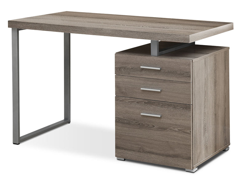 Bureau d’ordinateur Rimini de 48 po à 3 tiroirs - taupe foncé