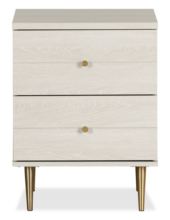 Table de nuit somptueuse Lake de 19,5 po (L) x 25,5 po (H) à 2 tiroirs, fabriquée au Canada - blanche