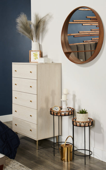 Commode verticale somptueuse Lake de 29 po (L) x 52 po (H) à 5 tiroirs pour la chambre à coucher, fabriquée au Canada - blanche