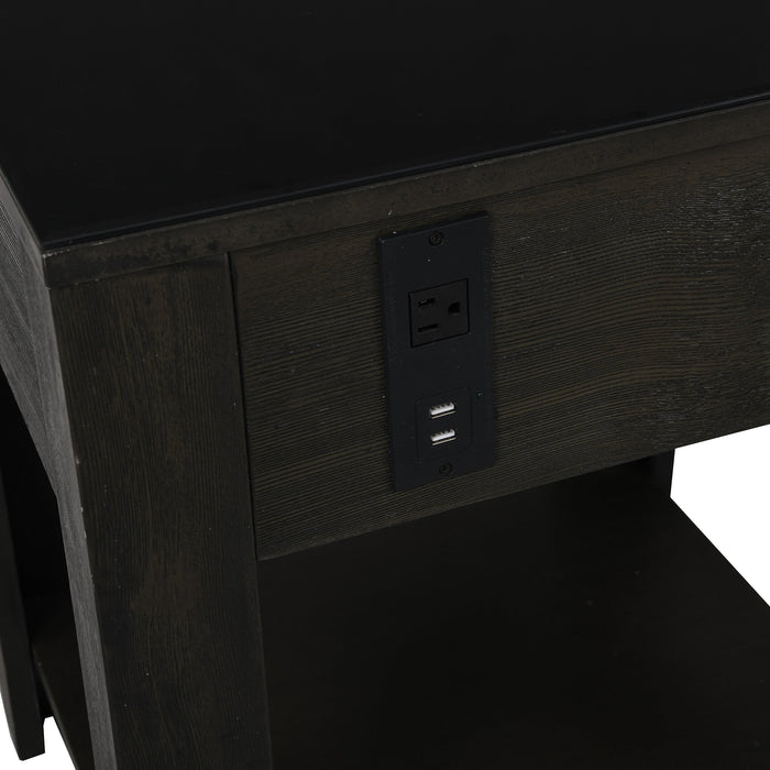 Table de bout moderne Landon de 20 po avec rangement et tablette - brun foncé avec port USB