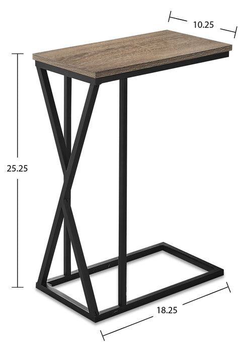 Table de fauteuil Leila de 10,25 po en forme de C - taupe