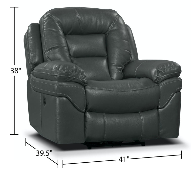 Fauteuil à inclinaison électrique Leo de 41 po en tissu d’apparence cuir - gris