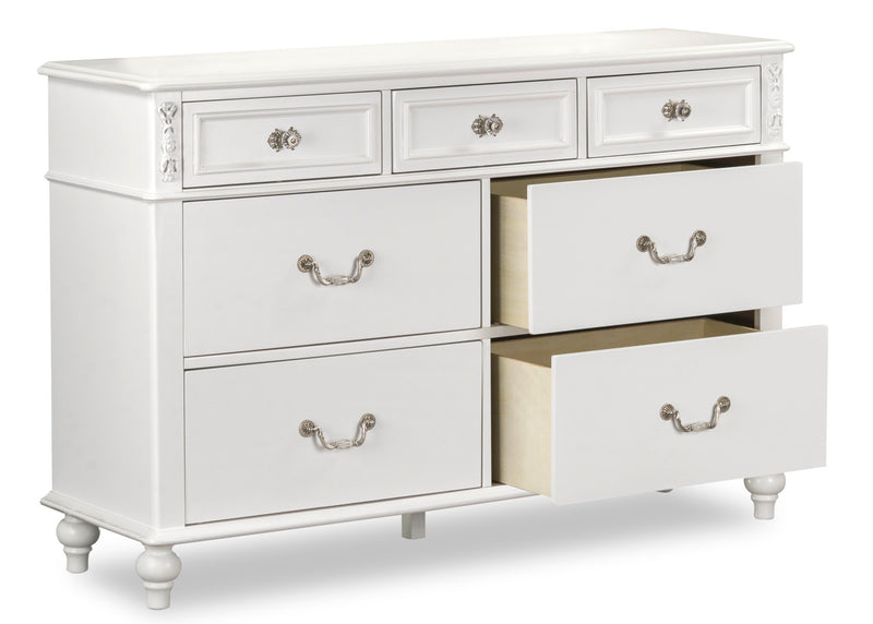 Commode Livy de 56 po (L) à 7 tiroirs pour enfants - blanche