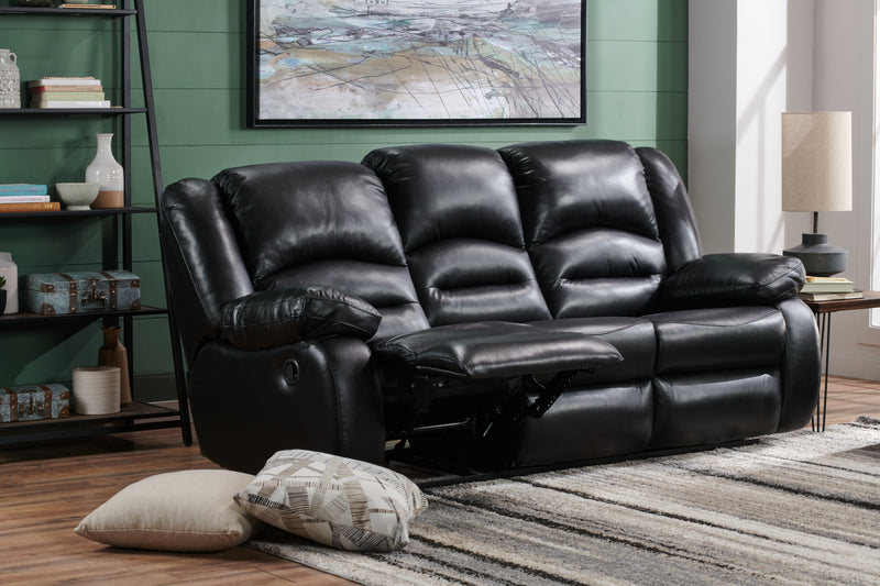 Sofa à inclinaison électrique Toreno de 86 po en cuir véritable - noir