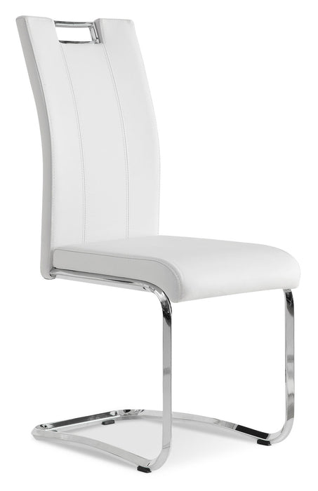 Chaise de salle à manger Tuxedo en tissu de cuir végétalien et en métal - blanche