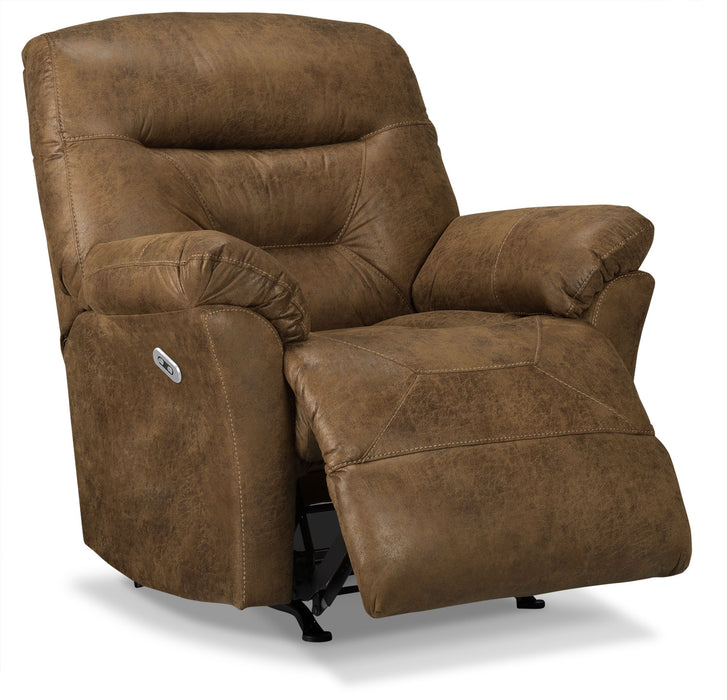 Fauteuil à inclinaison électrique 4579  en tissu d'apparence cuir - bière brune