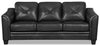 Sofa Andi de 84 po en tissu d’apparence cuir avec capitonnage - noir