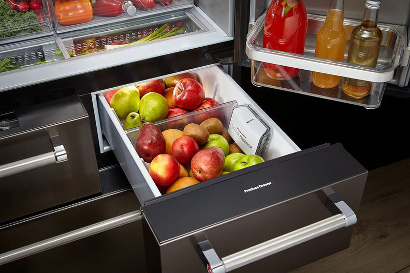 Réfrigérateur KitchenAid de 24 pi³ et de 36 po à multiples portes et à portes françaises - acier inoxydable noir - KRMF706EBS