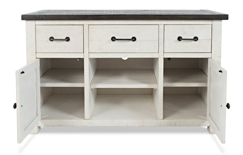 Meuble pour téléviseur rustique Madison de 50 po avec rangement et système de gestion des câbles pour téléviseurs jusqu’à 55 po - blanc