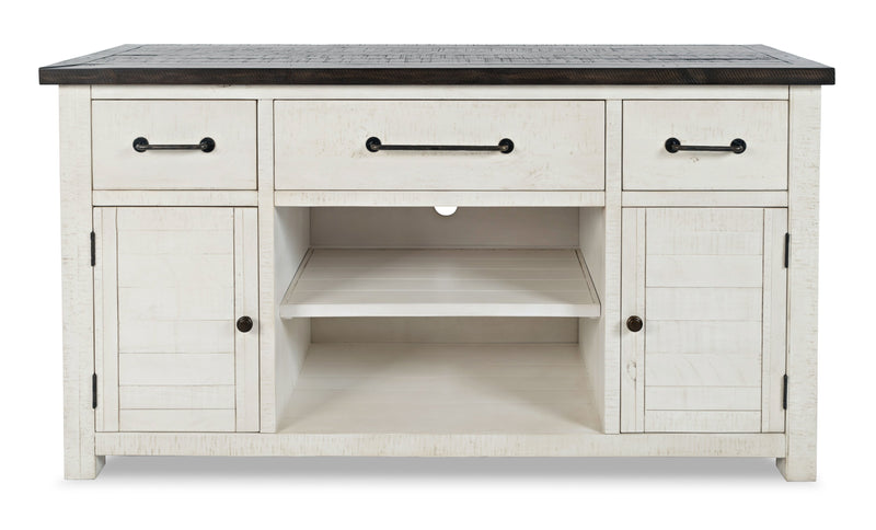 Meuble pour téléviseur rustique Madison de 60 po avec rangement et système de gestion des câbles pour téléviseurs jusqu’à 65 po - blanc