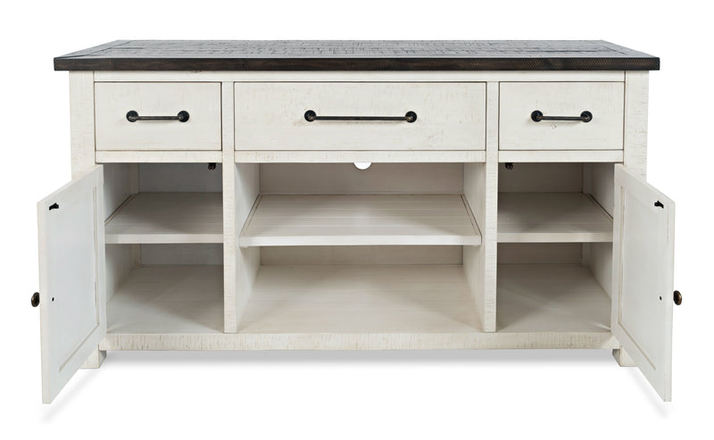 Meuble pour téléviseur rustique Madison de 60 po avec rangement et système de gestion des câbles pour téléviseurs jusqu’à 65 po - blanc