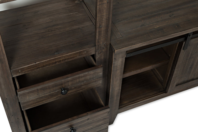 Meuble audio-vidéo mural rustique Madison 4 pièces de 104 po avec rangement et système de gestion des câbles pour téléviseurs jusqu’à 65 po - brun