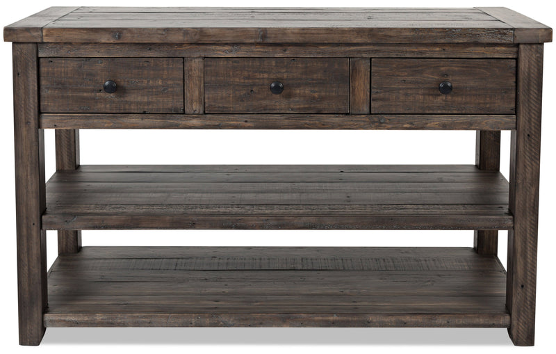 Table de salon rustique Madison de 50 po avec rangement et tablette - bois gris-brun
