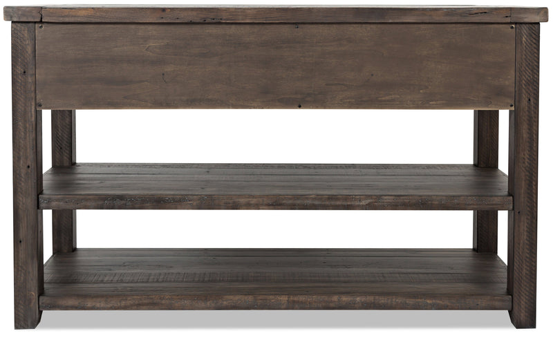 Table de salon rustique Madison de 50 po avec rangement et tablette - bois gris-brun