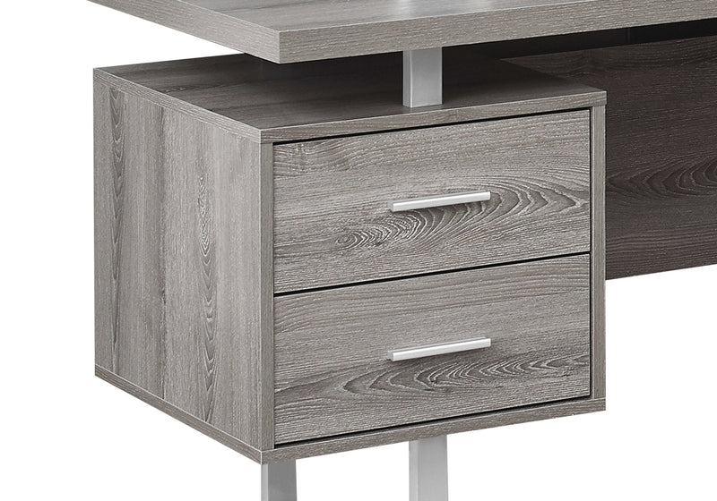 Bureau en coin en forme de L réversible Marnie de 71 po à 3 tiroirs - taupe foncé