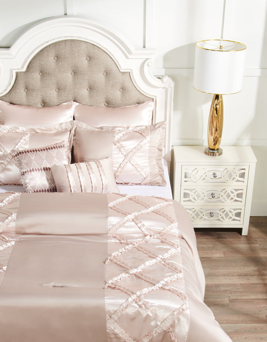 Ensemble d'édredon Margot 7 pièces pour grand lit - moka