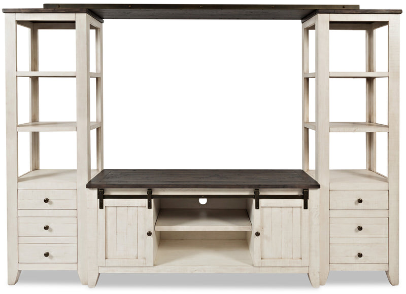 Meuble audio-vidéo rustique Madison 4 pièces de 104 po avec rangement et système de gestion des câbles pour téléviseurs jusqu’à 65 po - blanc