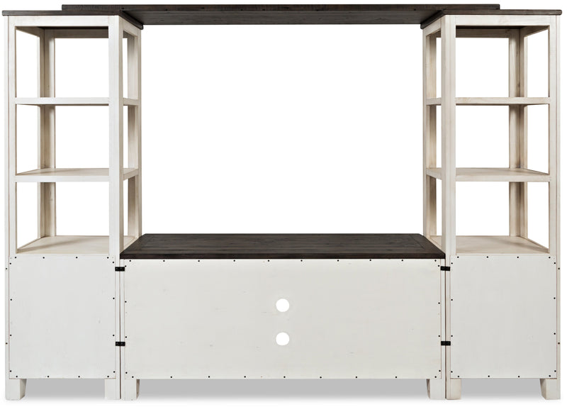 Meuble audio-vidéo rustique Madison 4 pièces de 104 po avec rangement et système de gestion des câbles pour téléviseurs jusqu’à 65 po - blanc