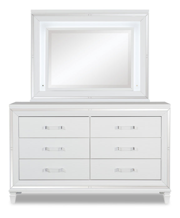 Commode somptueuse Max de 66 po (L) x 41 po (H) à 6 tiroirs pour la chambre à coucher - blanche