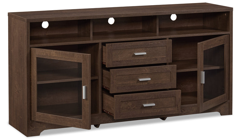 Meuble pour téléviseur Melody de 60 po avec rangement et système de gestion des câbles pour téléviseurs jusqu’à 65 po - brun