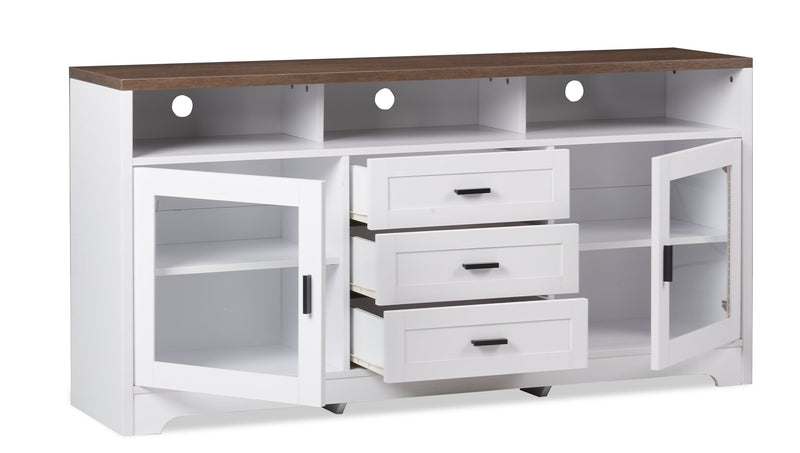 Meuble pour téléviseur Melody de 60 po avec rangement et système de gestion des câbles pour téléviseurs jusqu’à 65 po - blanc