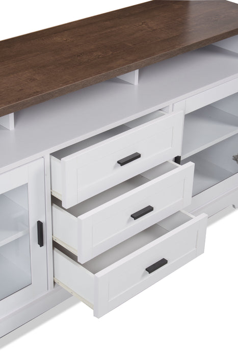 Meuble audio-vidéo Melody 3 pièces de 100 po avec rangement et système de gestion des câbles pour téléviseurs jusqu’à 65 po - blanc