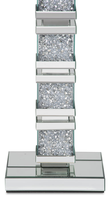 Lampe à pied somptueuse Memphis de 54,3 po avec verre, miroir et cristaux en acrylique