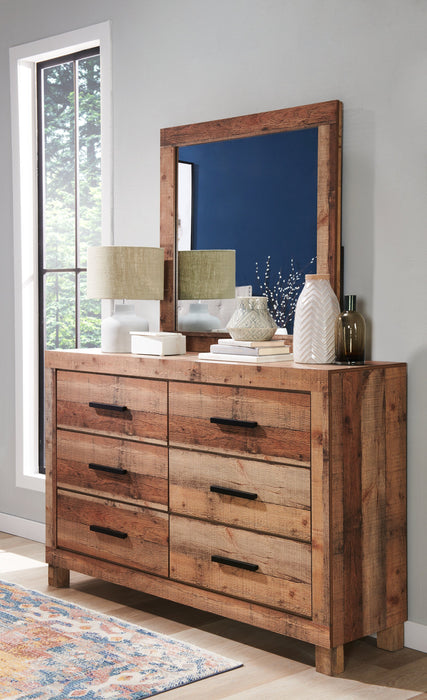 Miroir de commode de chambre à coucher rustique Mojave - brun naturel