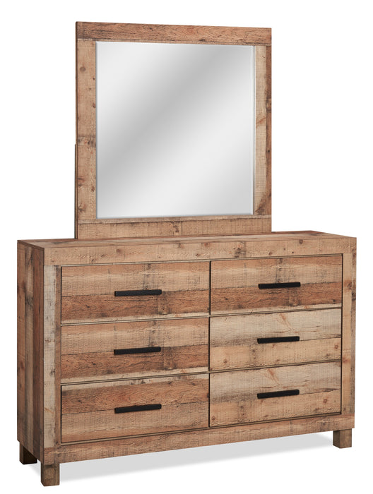 Commode rustique Mojave de 57,4 po (L) x 37,8 po (H) à 6 tiroirs pour la chambre à coucher - brun naturel