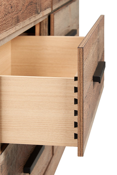 Commode rustique Mojave de 57,4 po (L) x 37,8 po (H) à 6 tiroirs pour la chambre à coucher - brun naturel