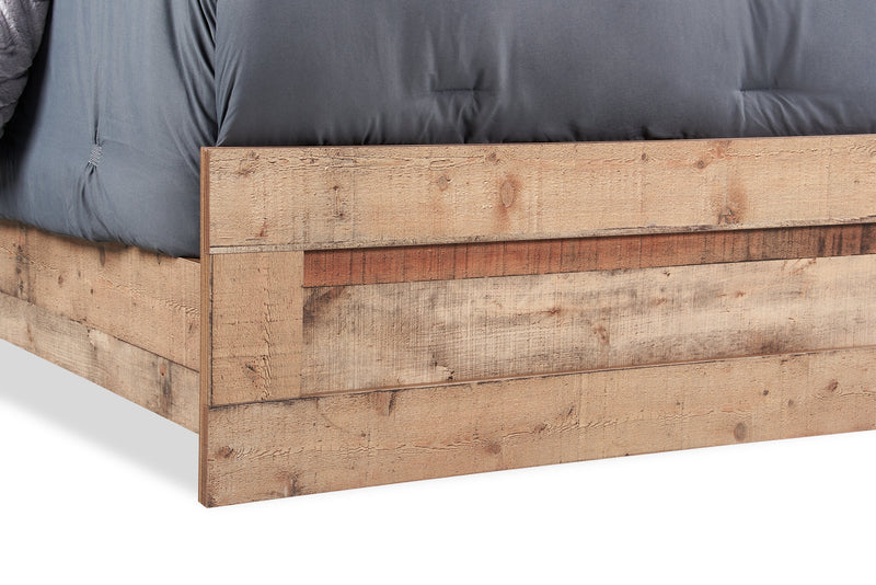 Ensemble de chambre à coucher Mojave 5 pièces rustique avec lit, commode et miroir, brun - format très grand lit