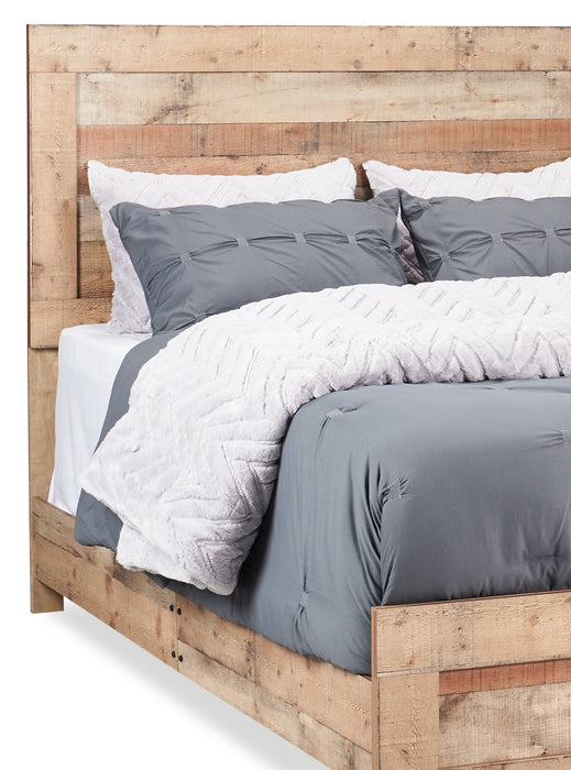 Ensemble de chambre à coucher Mojave 5 pièces rustique avec lit, commode et miroir, brun - format très grand lit