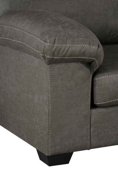 Sofa-lit sectionnel de droite Morty 2 pièces fabriqué au Canada en tissu d’apparence cuir avec coussins décoratifs - gris