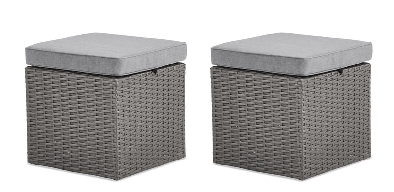 Ensemble Morris 10 pièces pour la terrasse à l’extérieur - osier en résine tressé à la main, résistant aux rayons UV et aux intempéries - gris