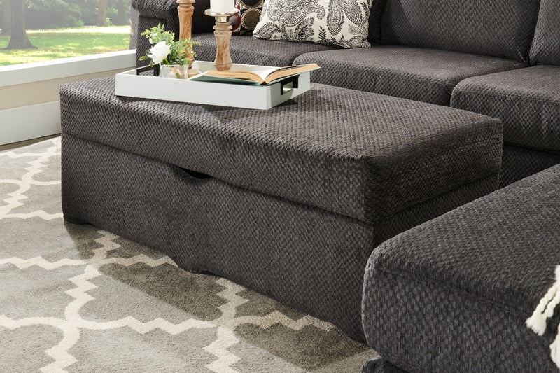 Pouf de rangement Morty de 48 po fabriqué au Canada en tissu de chenille - gris